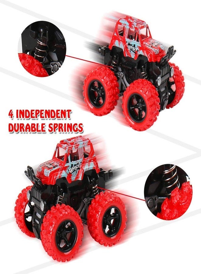 Favela Plastic Monster Trucks Friction Powered Cars Big Rubber Tires for Kids, Pack of 1, Red - Image 5
